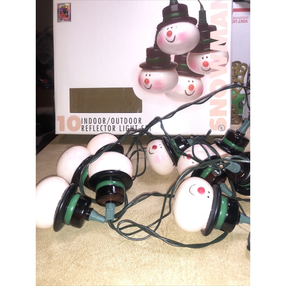 Vintage Snowmen 10 Indoor Christmas Tree Lights String Works‎